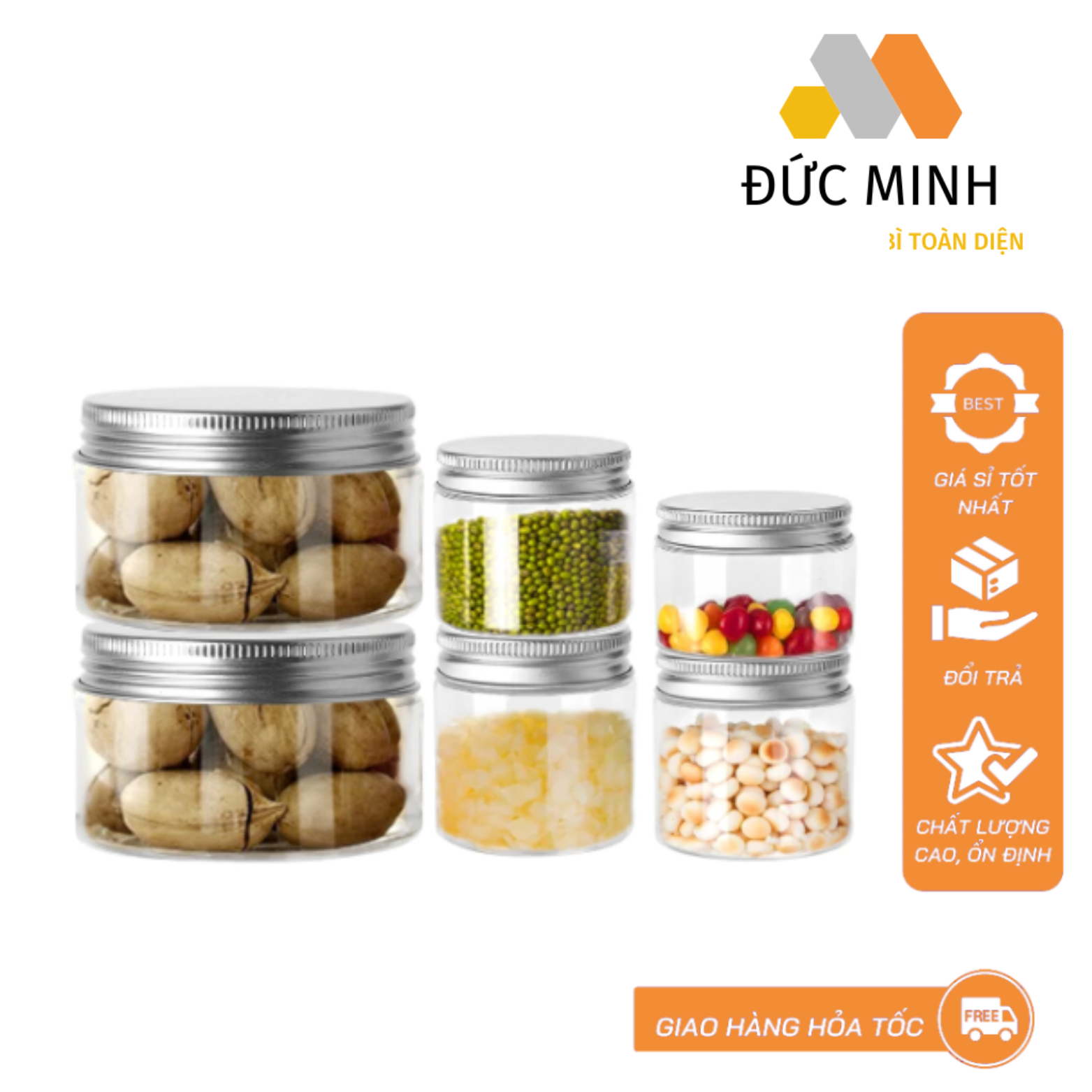 Hũ nhựa trong suốt đựng mỹ phẩm Nắp nhựa đen/ Nắp Nhôm dung tích 50gr /100gr
