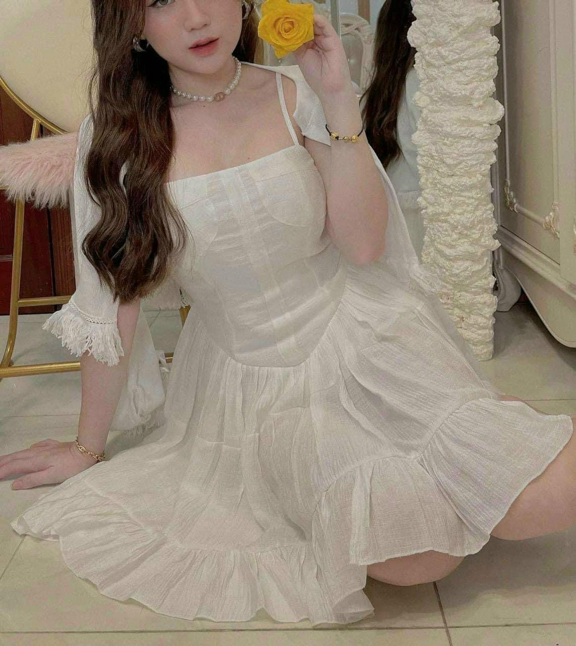 SET ĐẦM HAI DÂY ĐUÔI CÁ KÈM ÁO KHOÁC (KÈM VIDEO HÌNH THẬT)