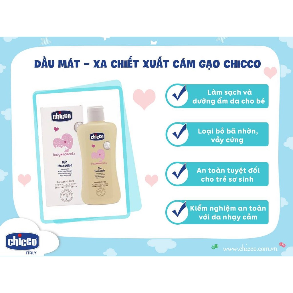Dầu Massage CHICCO Chiết Xuất Cám Gạo 200ML