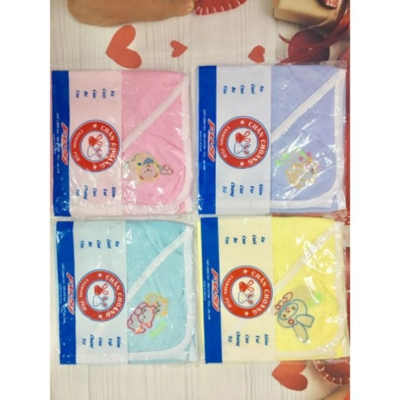 Khăn ủ cotton 2 lớp mềm có mũ cho bé/nhiều màu