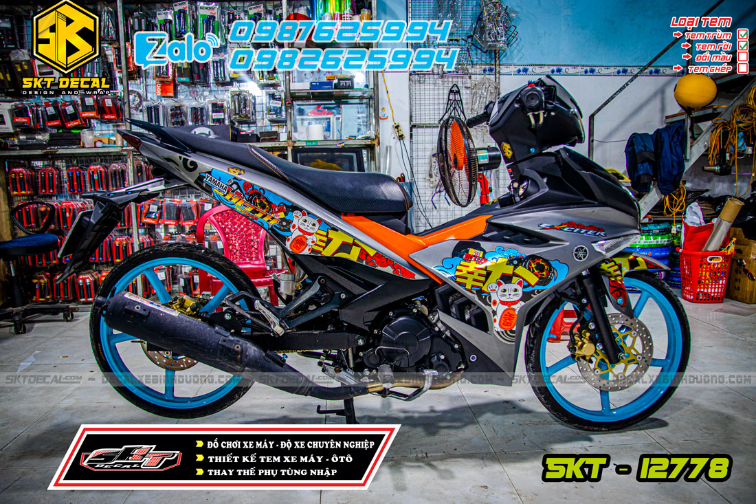 tem rời exciter 150 mèo thần tài