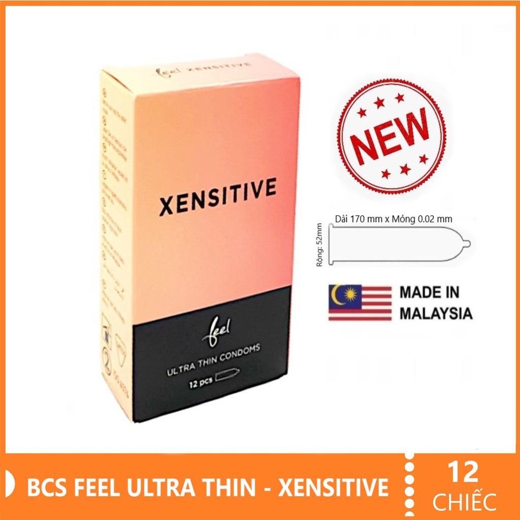 Bao cao su siêu mỏng cao cấp Feel Ultra thin Xensitive - 12 chiếc