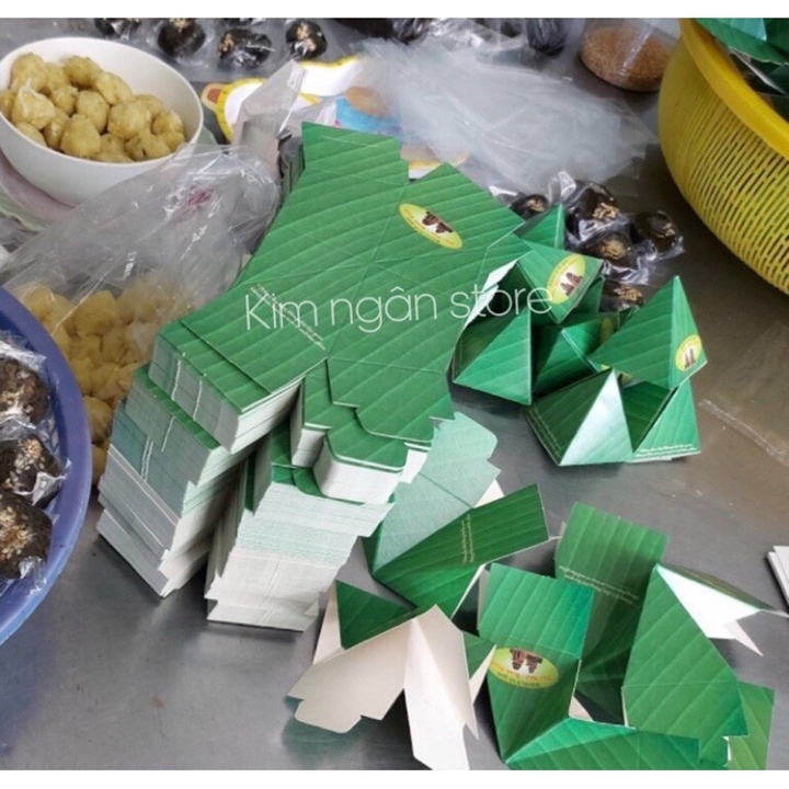 100 Mảnh Giấy Gấp Bánh Ít Lá Gai Bình Định