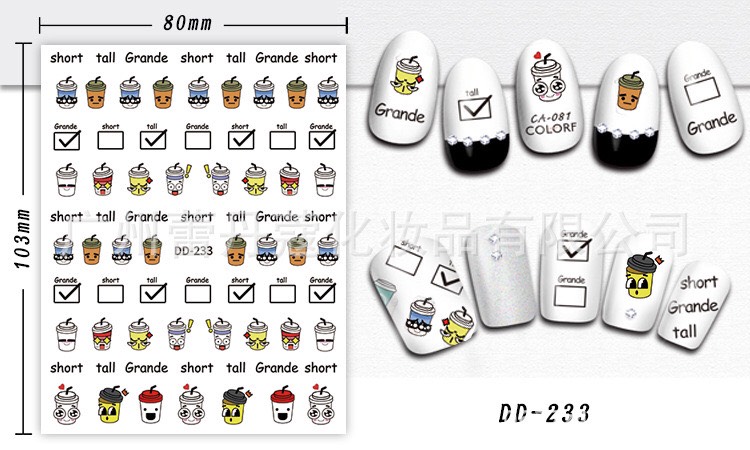STICKER DÁN MÓNG CHỦ ĐỀ CỐC TAI ĐỒ UỐNG KEM