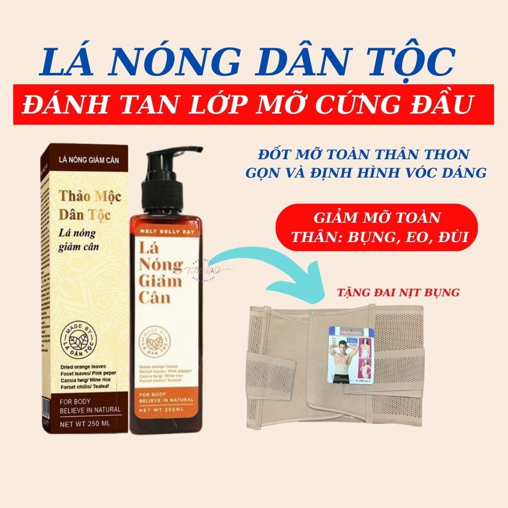 Thảo mộc dân tộc, lá nóng giảm cân, giảm mỡ bụng, chai 250ml
