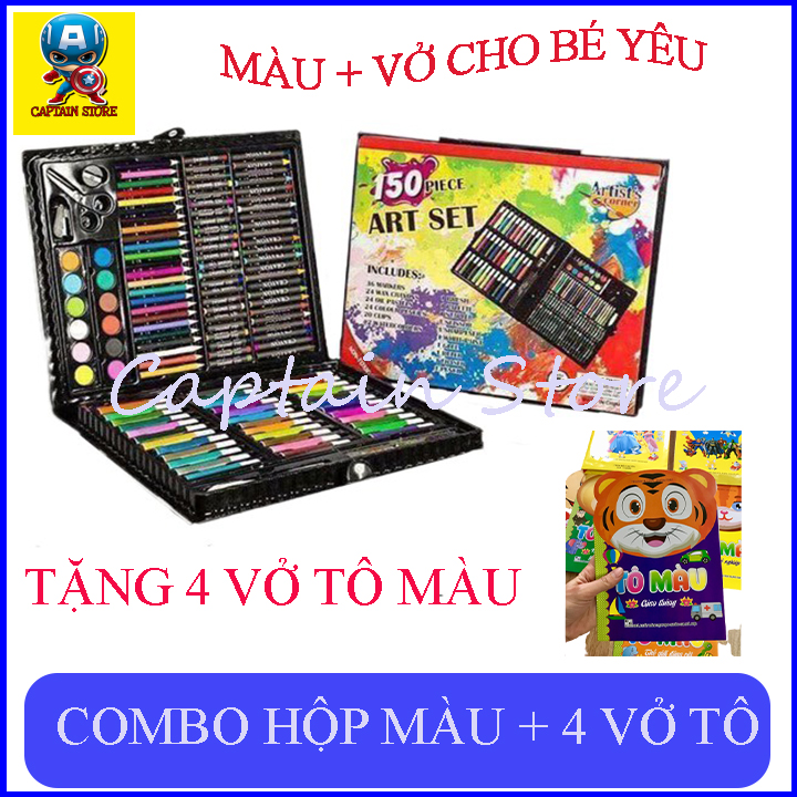 Hộp màu 4 tầng 46 món cho bé, hộp màu lục giác 4 tầng, giúp bé thỏa sức sáng tạo