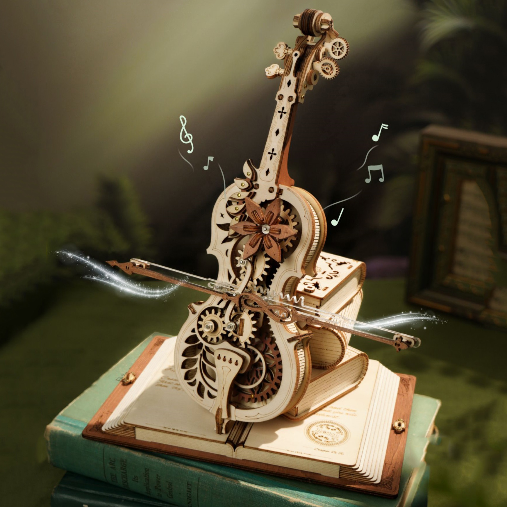Mô hình hộp nhạc đàn cello thần kỳ magic cello amk63 music box robotime