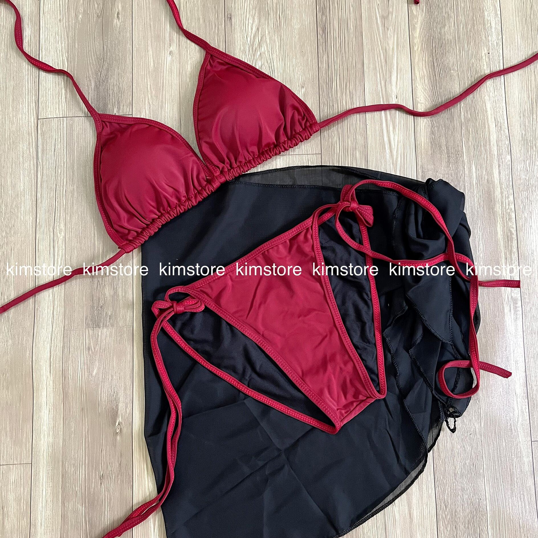 Set bikini basic kèm khăn nhiều màu.