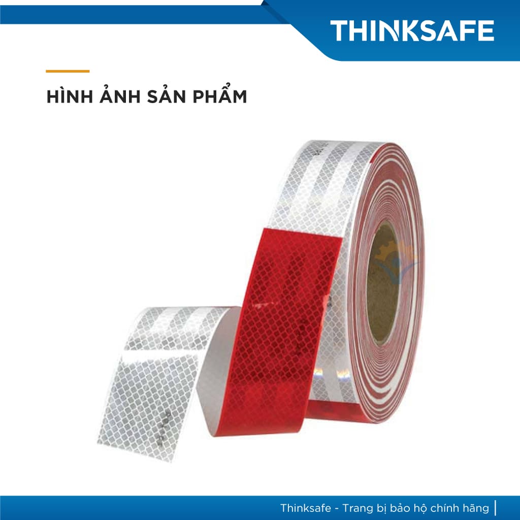 Băng keo phản quang 3M 983 trắng - đỏ, phản quang theo cấu trúc kim cương bền màu chuyên dùng phản quang xe máy ôtô nhà xưởng - Bảo hộ Thinksafe