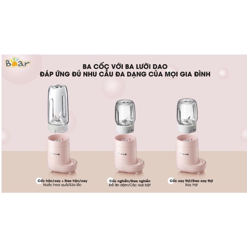 Máy xay ăn dặm 3 cối thủy tinh Bear