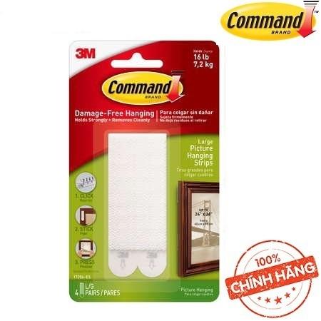 [HCM]Miếng dán treo tranh trắng 7.2kg vỉ 8 miếng Command 3M 17206