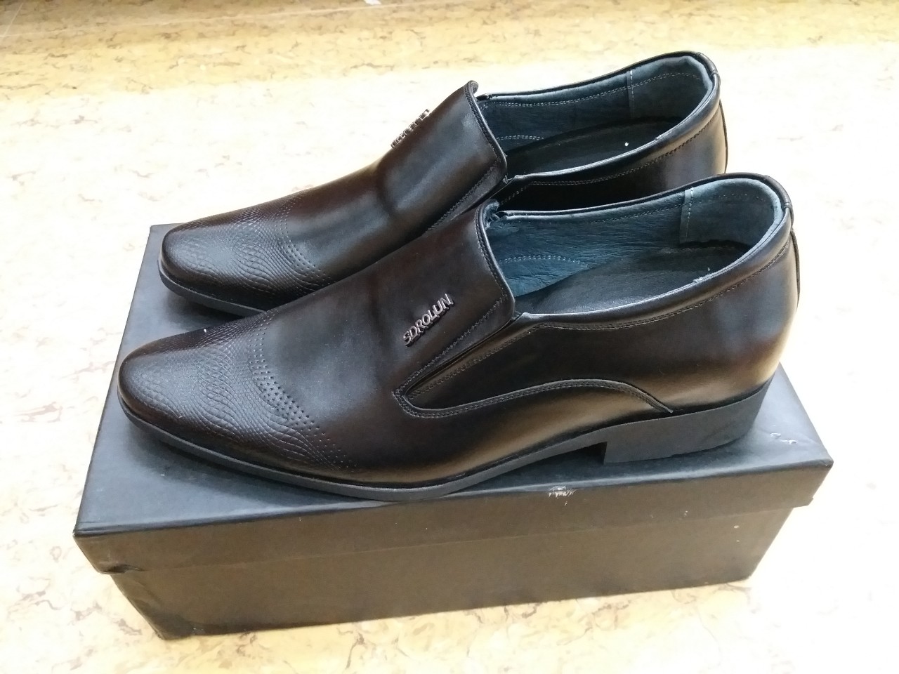 Giày lười tăng chiều cao 7cm da bò cao cấp