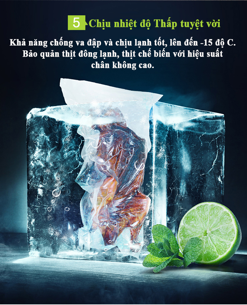 Túi hút chân không thực phẩm dày dặn dẻo dai đóng gói chân không đồ khô và đồ ướt dễ dàng có mối xé túi tiện lợi trong suốt an toàn thực phẩm (1kg)