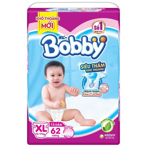 [Hoàn tiền 12%] Tã/Bỉm Bobby dán S56 - M76 - L68 - XL62 - XXL56 -
