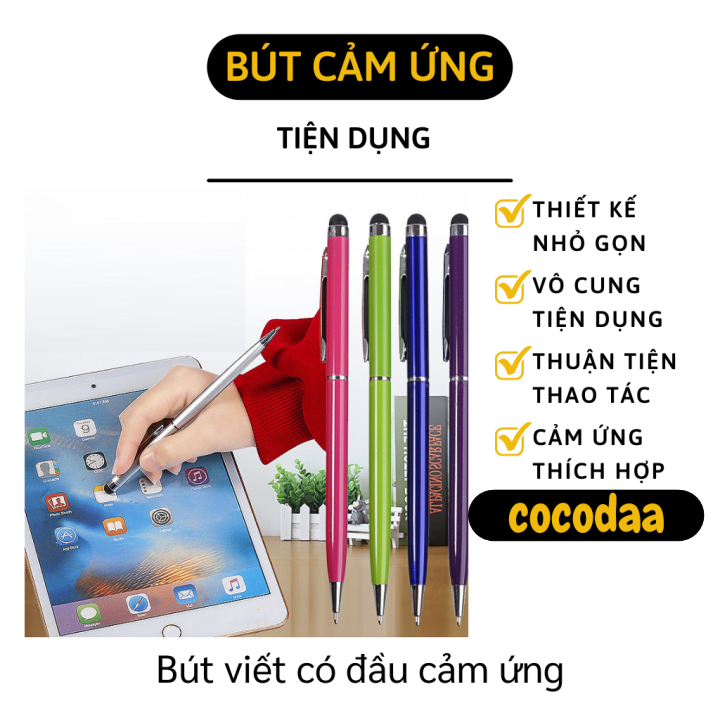 Bút cảm ứng - Bút vẽ điện thoại, máy tính bảng thông minh - Bút bi 2 đầu, có thể viết và cảm ứng
