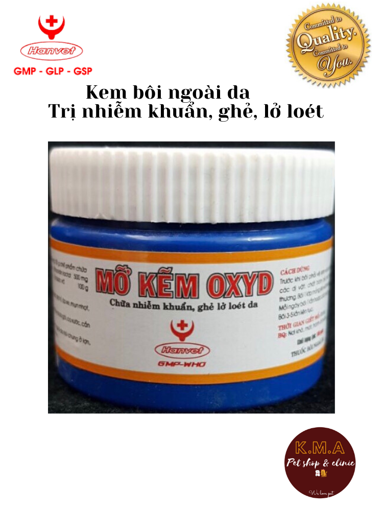 Kem bôi ngoài da giúp vết thương, ghẻ lở mau lành dùng cho thú cưng - Mỡ kẽm Oxyd của Hanvet