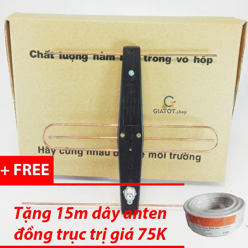 Anten thu sóng DVB T2 có mạch khuếch đại dunal dùng cho vùng sóng yếu tặng kèm 15m cáp tín hiệu có đúc sẵn đầu nối