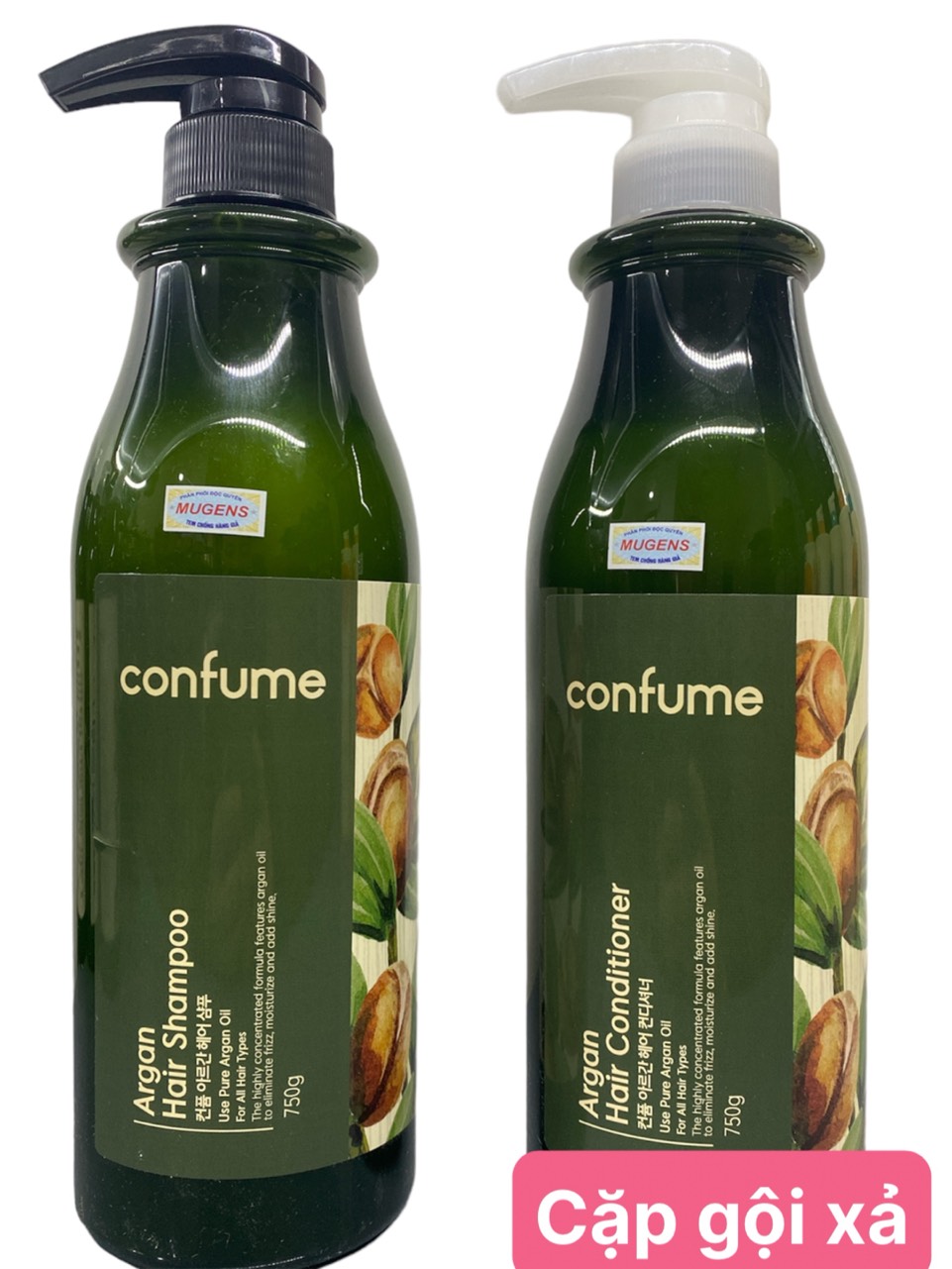 Combo dầu gội, dầu xả thảo dược phục hồi tóc hư tổn confume argan 750g