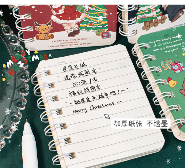 Sổ tay lò xo hình giáng sinh, noel