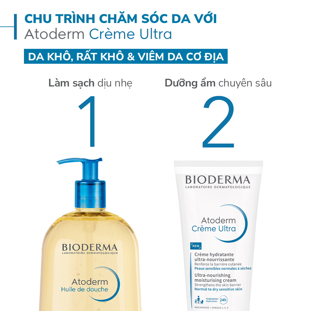 Kem dưỡng ẩm cho da thường và da khô nhạy cảm Bioderma Atoderm Crème Ultra - 200ml