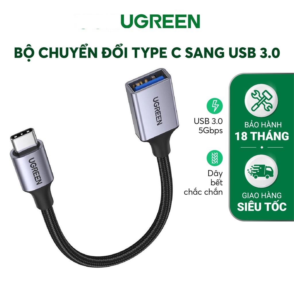 Ugreen 3.0 gray usb c to usb 70889 otg converter 10cm