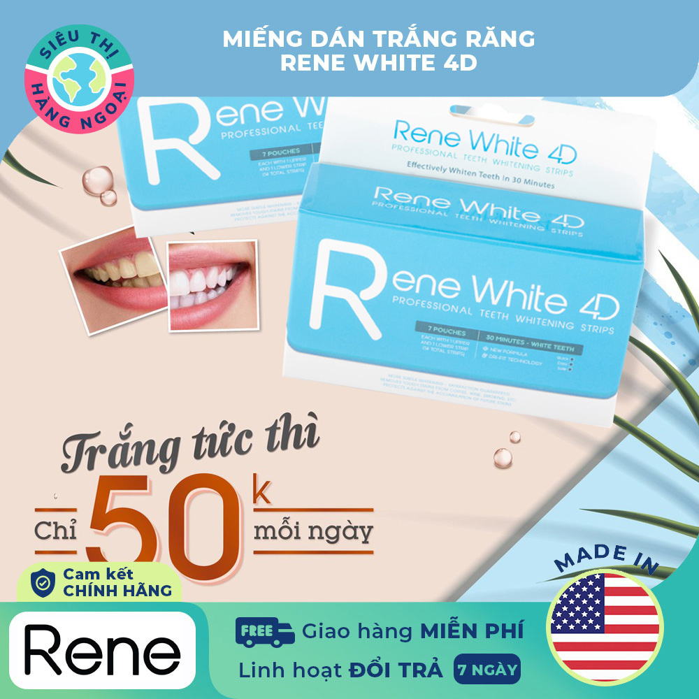 [HCM]Miếng dán trắng răng Rene White 4D Made in USA (được bán bởi Siêu Thị Hàng Ngoại)