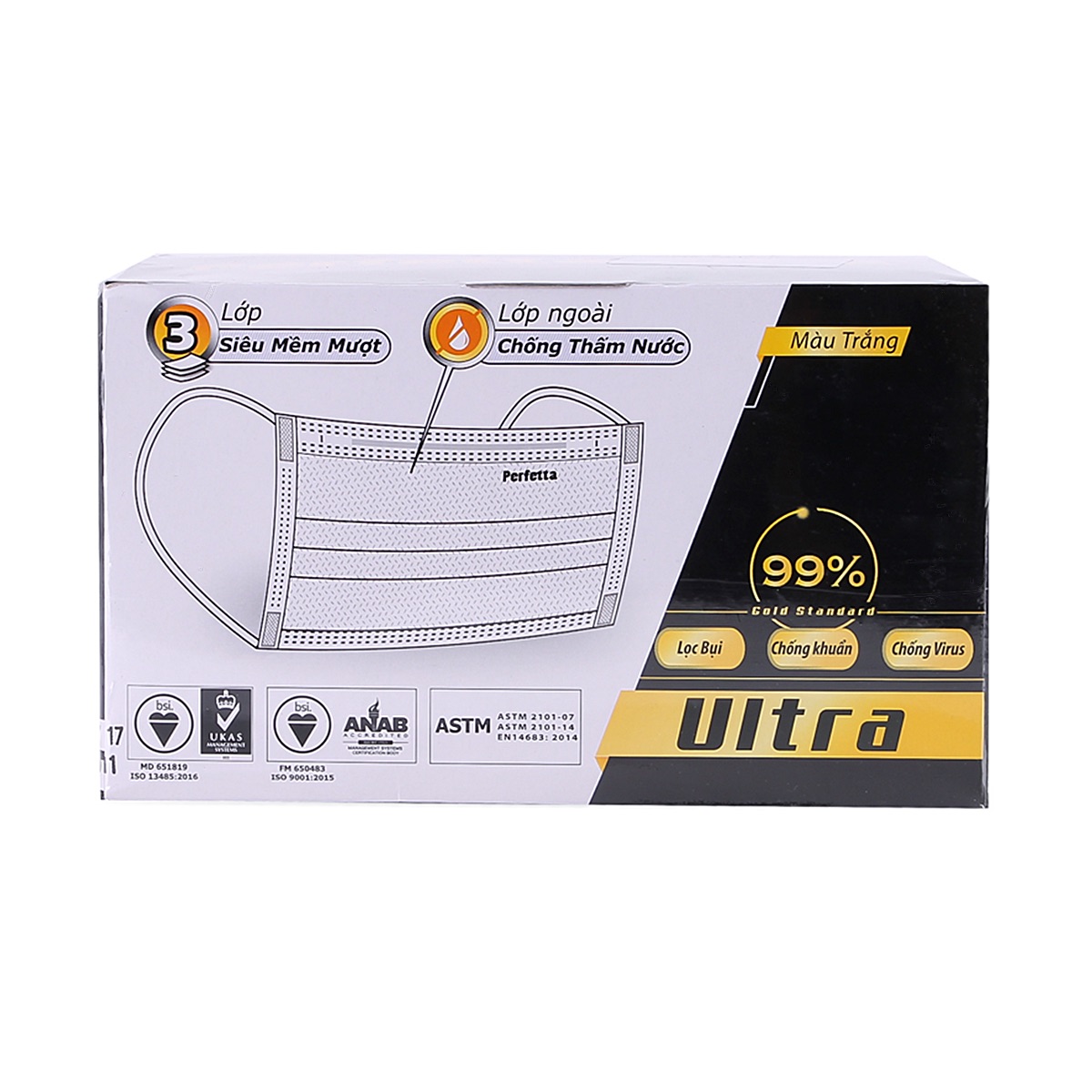 ❤️❤️❤️ Khẩu trang y tế Perfetta Ultra ( Mask for Adult) Hộp 35 cái