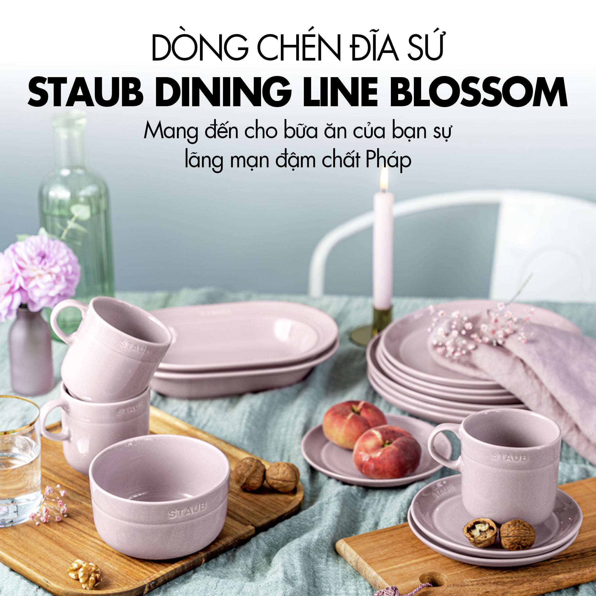 Bộ Chén, Đĩa, Cốc Gốm Sứ STAUB Cherry Blossom - Nhiều Size/Loại