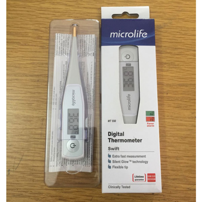 Nhiệt Kế Điện Tử Microlife MT550 Dạng Bút (Theo dõi thân nhiệt trong gia đình- báo sốt 10s)