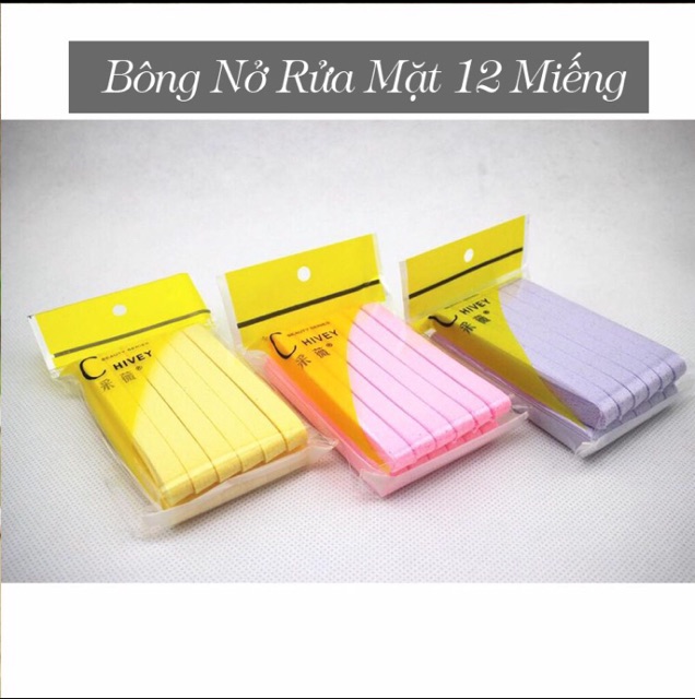 [gói 12 miếng] Bông Mút Nở Lau Rửa Mặt Chivey (spa hay dùng)