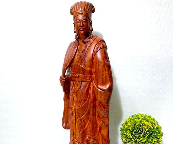 Tượng Khổng Minh gỗ Hương cao 60cm