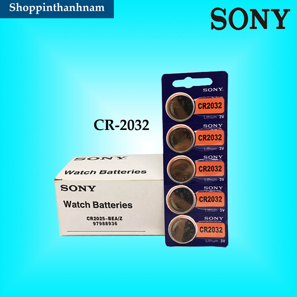 Vỉ 5 viên pin CR2032 Sony lithium 3V dung lượng cao