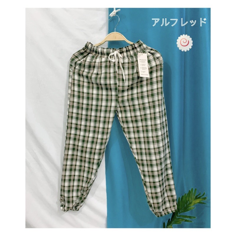 (Ảnh thật) Quần Caro Ống Bo Chun Freesize <47kg