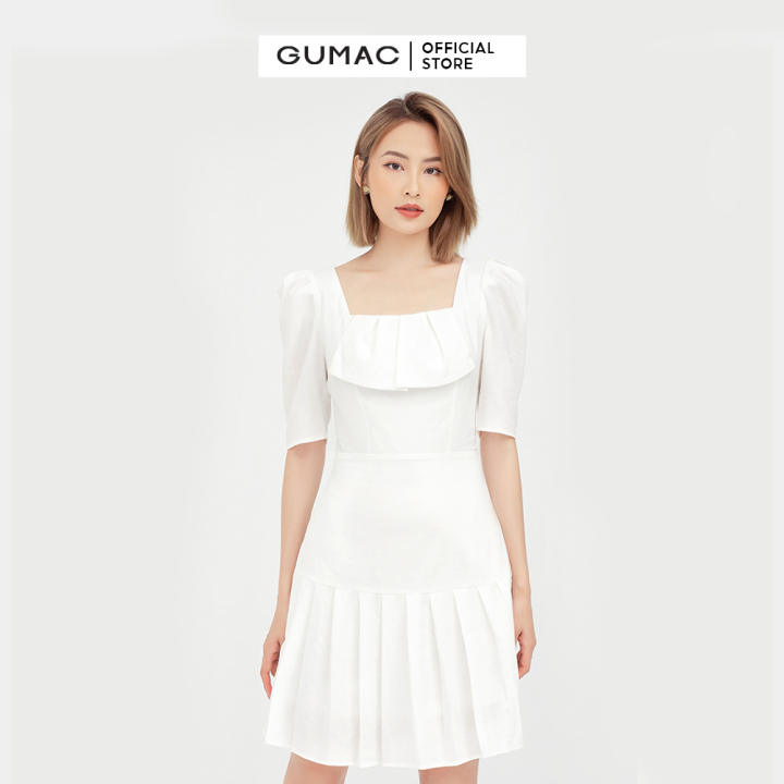 Đầm nữ cổ vuông dập ly GUMAC mẫu mới DB501 chất liệu Lainen Xước form hơi A style trẻ trung – Gumac >>> top1shop >>> lazada.vn