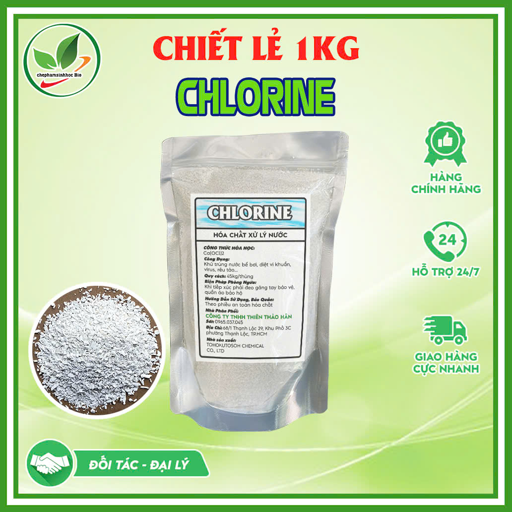 Bột khử khuẩn Clorin-Nhật. Hóa chất xử lý nước, khử khuẩn. Thùng 1kg