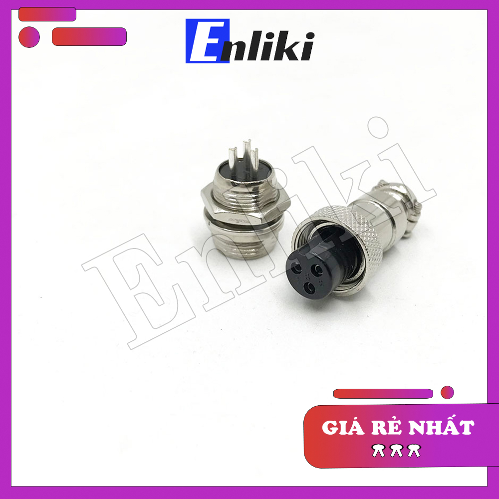Cặp Giắc GX12-3P 3 Chân (Đực + Cái)