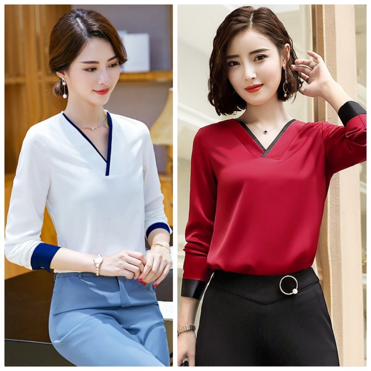 ÁO SƠ MI CỔ NHÚN ĐÍNH HẠT Beyeu1688 BY3300