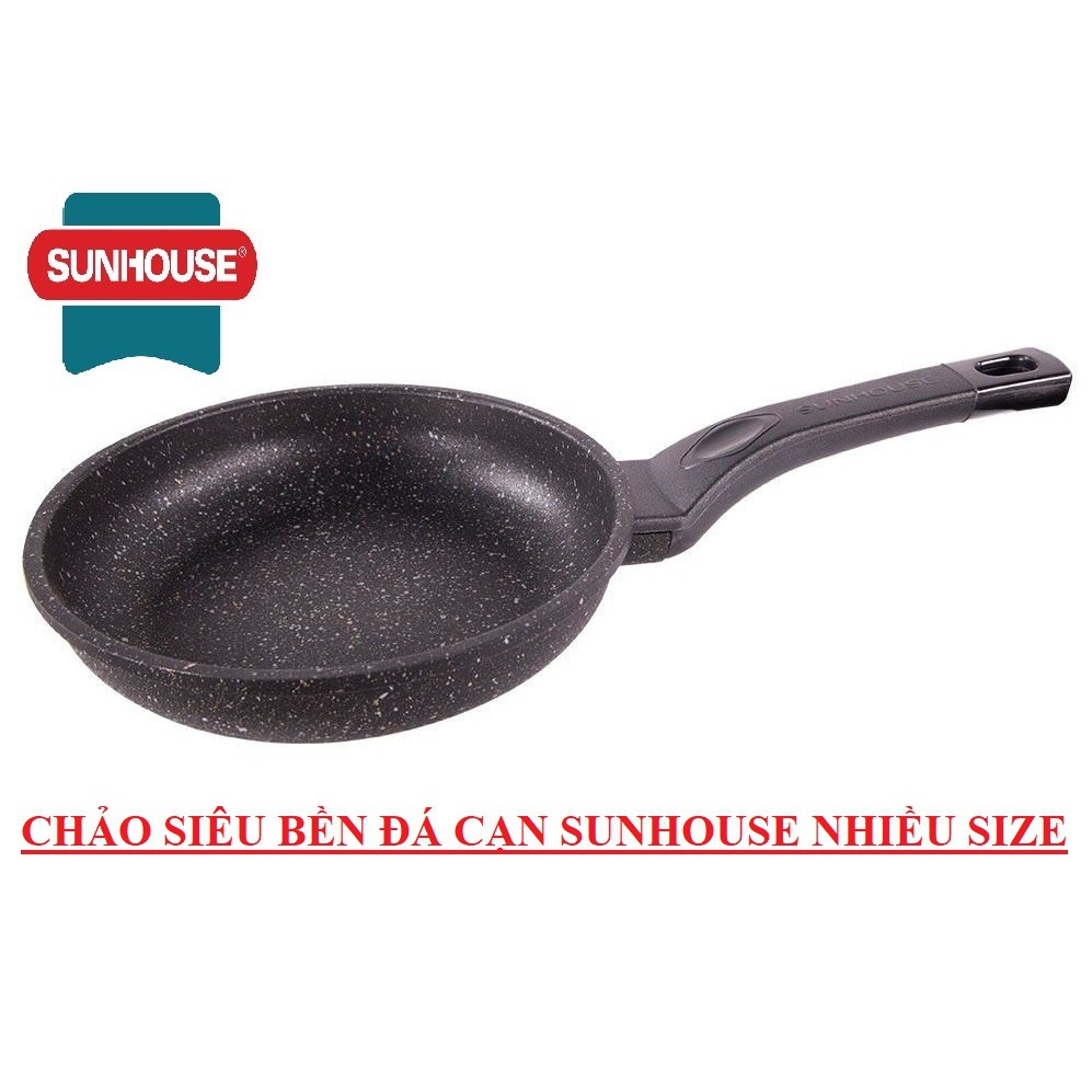 Chảo chống dính cạn lòng vân đá Siêu Bền Sunhouse SBD có ảnh thật