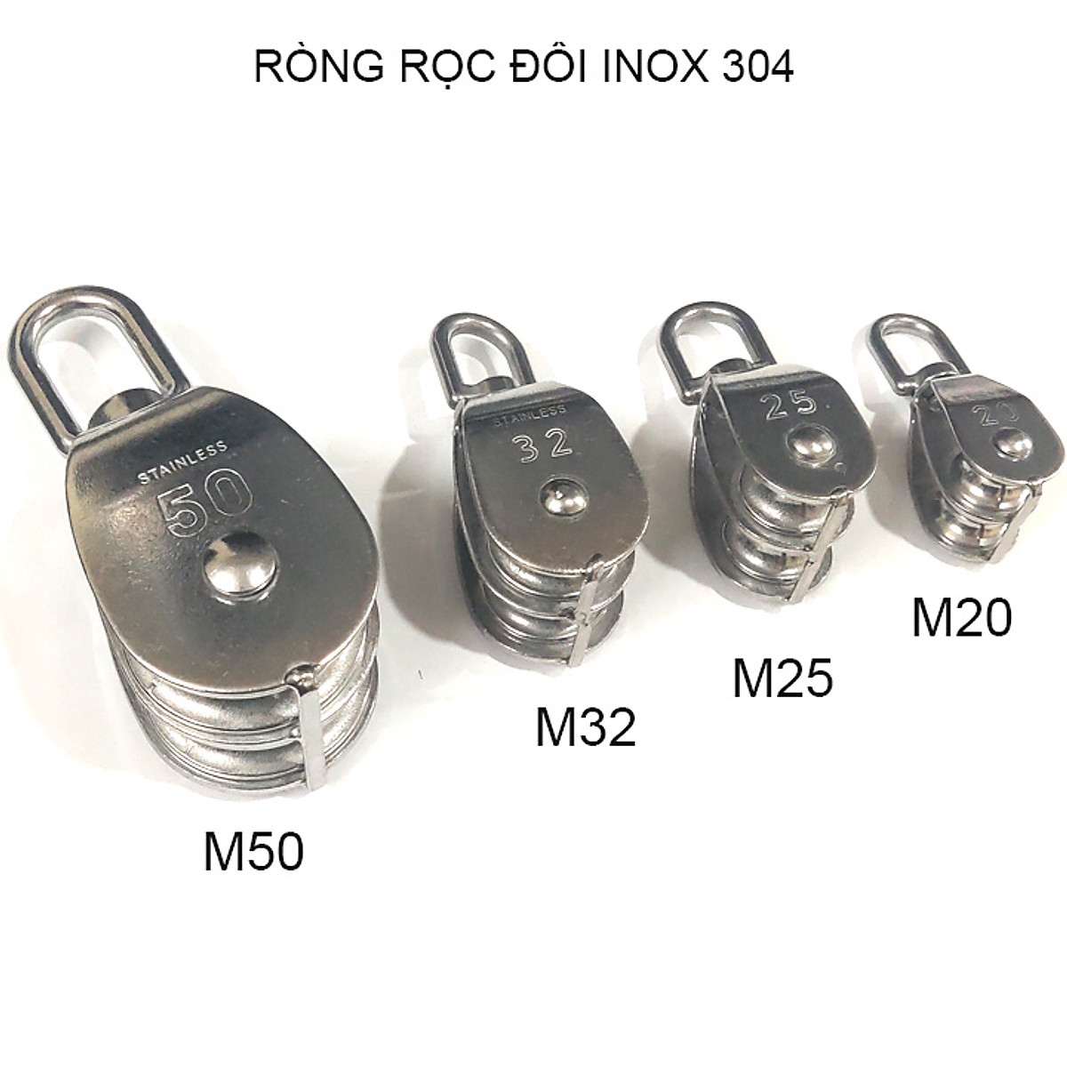 Ròng rọc đôi inox đủ size