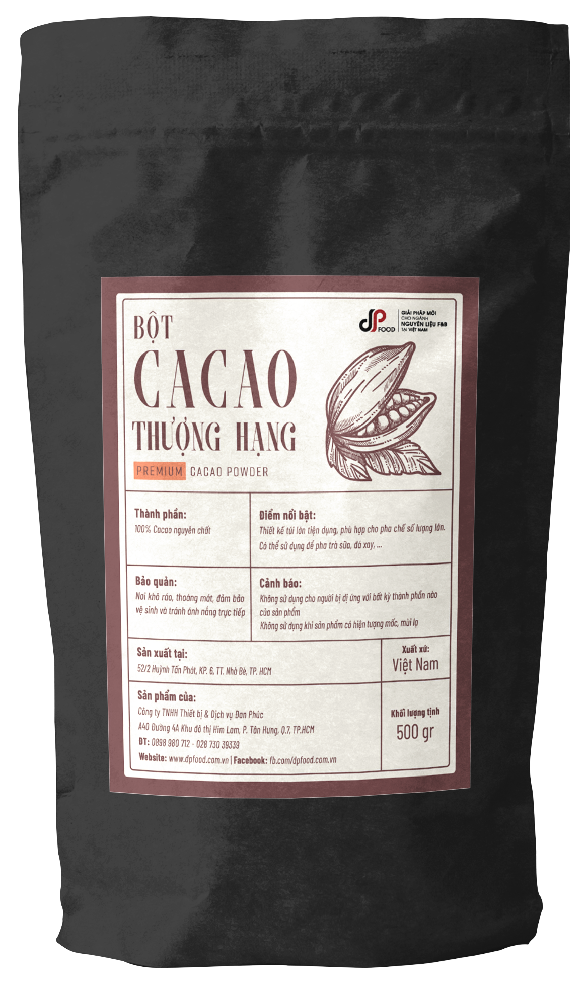 Bột Cacao Thượng Hạng DP Food 500g