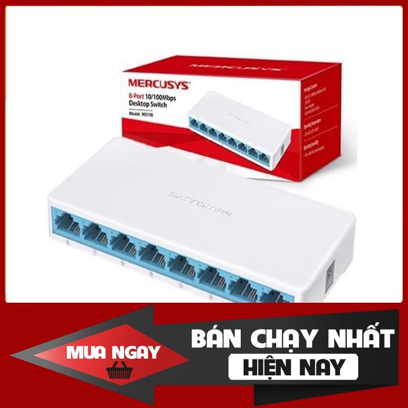 Switch Chia Mạng 8 cổng Mercusys MS108 (Trắng) 10/100Mbps