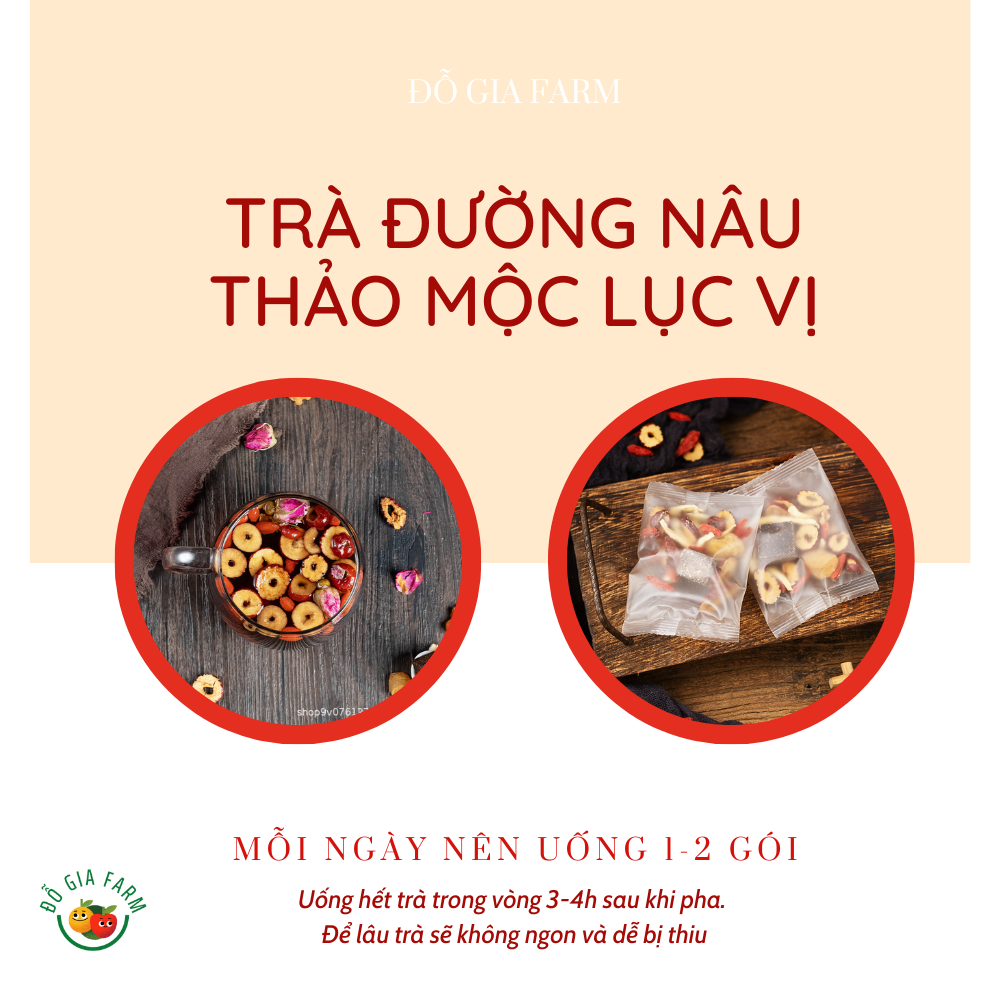 Trà đường nâu thảo mộc lục vị cho ngày dâu (táo thái lát, gừng,kỳ tử,long nhãn...) - Set 10 gói, 20 gói, 30 gói