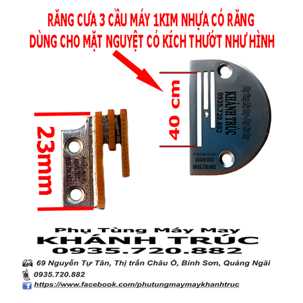 Răng cưa 3 cầu nhựa có răng máy may công nghiệp 1kim 1 kim
