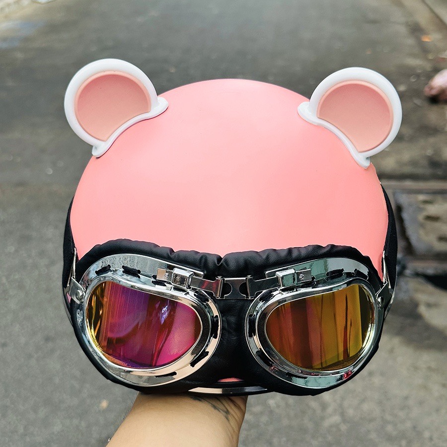 NÓN BẢO HIỂM KÍNH PHI CÔNG KÈM TAI GẤU MICKEY