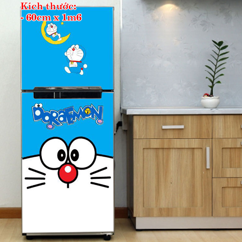 Decal dán trang trí tủ lạnh mẫu Doraemon