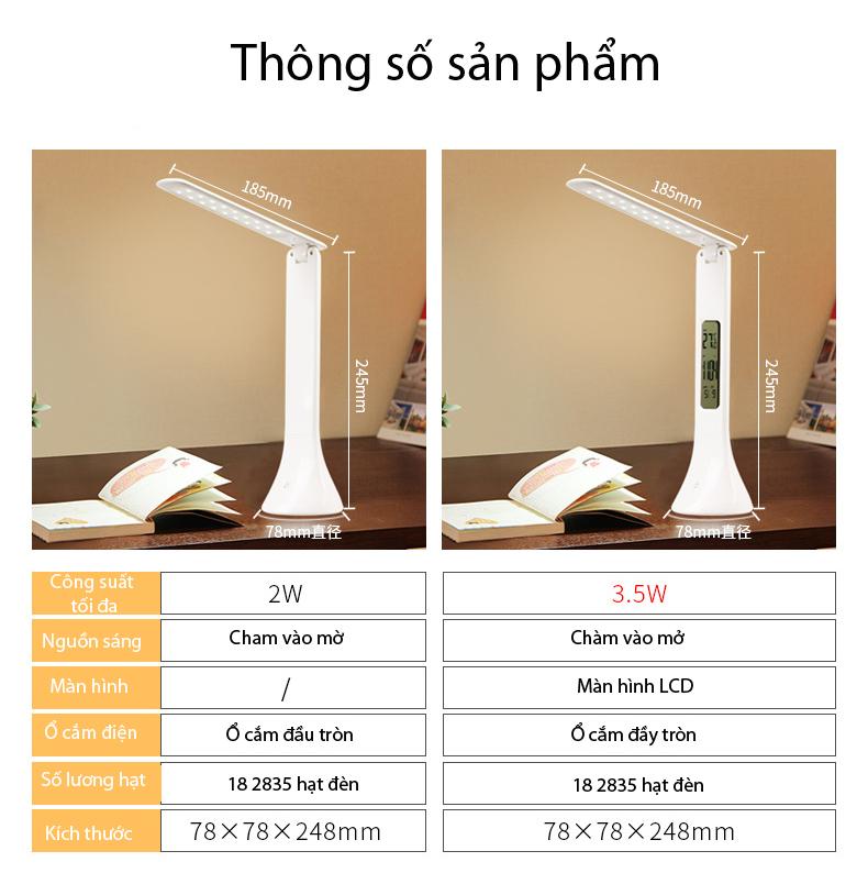 Đèn học để bàn cảm ứng có đồng hồ thông minh Desk Lamp - thiết kế 3 trong 1 vô cùng cao cấp.