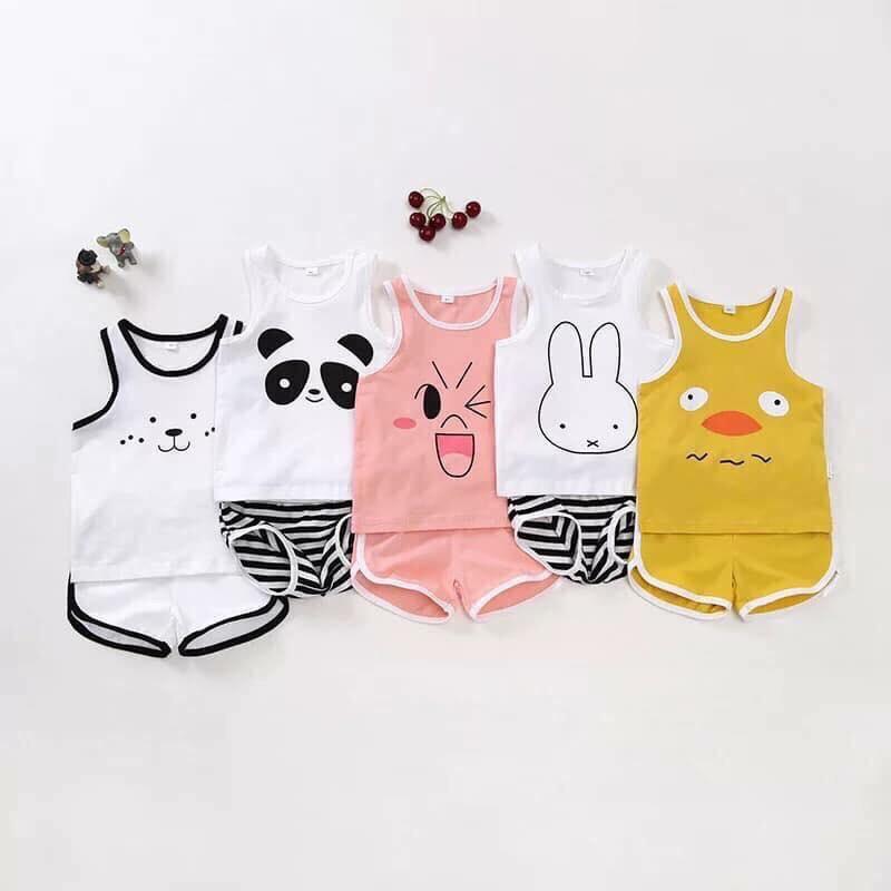 Sét 5 bộ  sát nách quần đùi  kẻ đáng yêu  (KÈM QUÀ TẶNG)