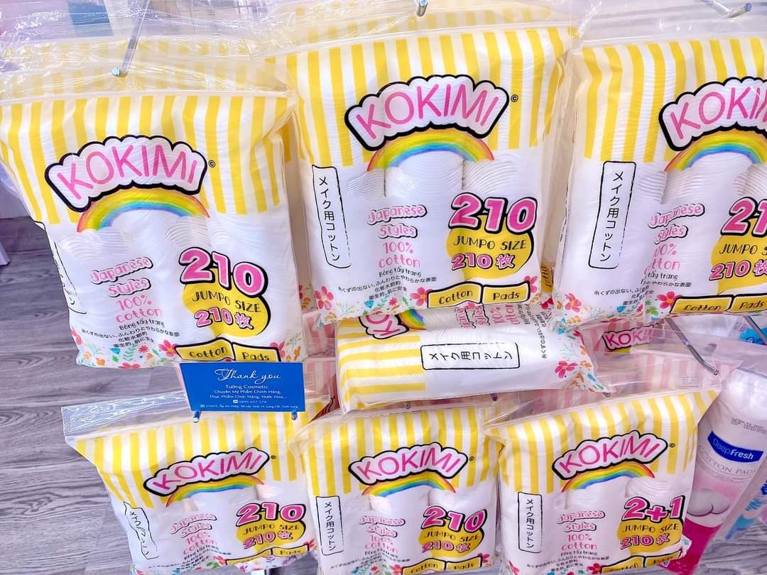 Bông tẩy trang cotton mềm mịn kokimi 210 miếng