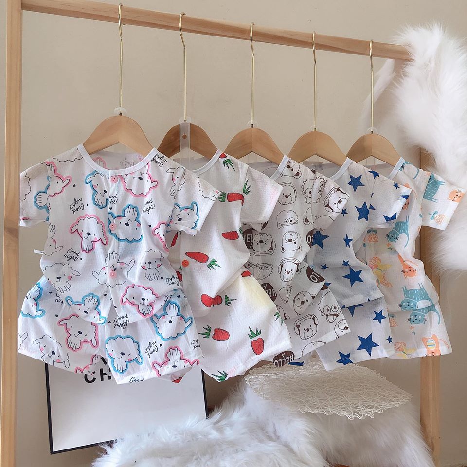 combo 5 bộ cotton giấy cộc tay cho bé  (4-12kg)