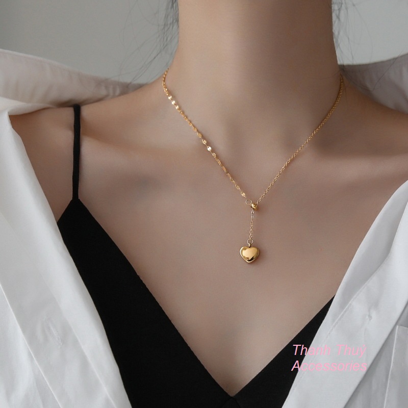 Dây chuyền titan mạ vàng 18k tim rớt